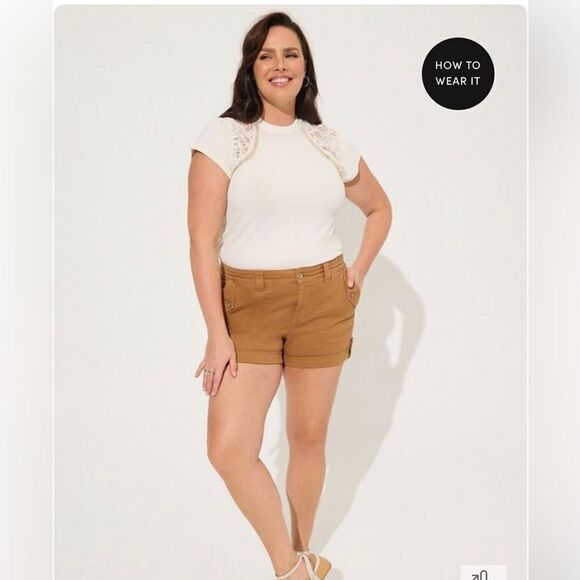 Torrid Studio Crepe Jersey Mock Neck
Lace Inset Top - Picture 3 of 4